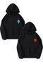 Lover Couple Combo - Fire and Water Design, Black Hooded Oversize Sweatshirt Hoodie
