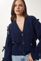 Dark Blue Lpf0061 - Bow Knitwear Cardigan