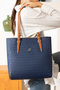 Navy Blue Tan Just Polo Women's New Season Large Size 3 Compartment Hand and Shoulder Bag Tr7064