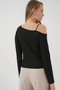 927 Boat Neck Long Sleeve Blouse - Black - 6