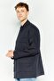 Men Embroidered Logo Demin Shirt Jackets, Navy - 3