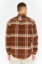 Men Plaid Jacket Shirt, Brown - 2