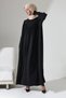 Hijab Dress Black Robadan V Gathered Cuff Elastic Oversize - 4