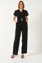Women's Black Premium Belted Muslin Jumpsuit 90020 60271029 - 2