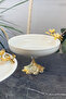 Turquoise Metal Leg Porcelain Bowl & Salad Appetizer Presentation - 2