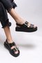 Ghinreda Women's Double Buckle Sandals 0012793 Black Skin - 3
