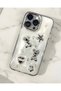 iPhone 14 (6.1 Inch) Compatible Shiny Epoxy Lux Transparent Case with Silvery Embossed Figure