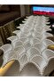 New Luxury Runner Salon Room Coffee Table Cover Set French Laced Dowry Set 5 Pieces White - 6