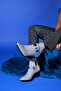 Kenda Silver Glitter Back Zipper Buckle Women's Thick Heeled Boots - 7