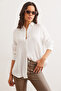 Women's Ecru Satin Crinkle Woven Shiny Shirt Gml- 19001276 - 3