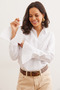 Women's White Pleated Cuff Detailed Shirt GML-19001275 - 6