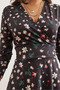 Women's Black and White Floral Double Breasted Knitted Dress Elb- 19000962 - 5