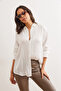 Women's Ecru Satin Crinkle Woven Shiny Shirt Gml- 19001276 - 6