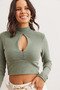 Women's Green Drop Detail Soft Textured Crop Blouse Blz- 19002818 - 4