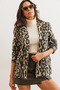 Women's khaki leopard print blazer with flap pockets and lining ckt-19000403 - 5