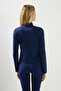 Lacivert Vücuda Oturan Fermuarlı Dik Yaka Örme Spor Ceket/Sweatshirt TWOAW23BZ00592 - 6