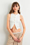 Women's Ecru Button Detailed Blouse Cy354 - 5