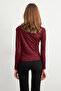 Women's Burgundy Patterned Drawstring Blouse Lpp1299 - 5
