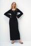 Women's Black Open Neck Lined Summer Knitwear Dress Alc-X13377 - 4