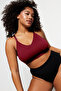 Bordo Askılı Seamless/Dikişsiz Balensiz Kapsız Esnek Bralette Örme Büyük Beden Sütyen TBBSS23CW00001 - 3