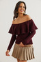 Women's Burgundy Madonna Collar Soft Textured Knitwear Sweater Kzk- 19000957 - 3