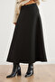 Women's Black Maxi Flared Puff Scuba Skirt Etk- 19000296 - 4