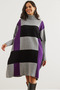 Women's Grey Purple Plaid Thick Poncho Tunic Dress Elb- 19002323 - 4