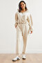 Women's Beige Bottom Top Modal Button Tracksuit Set Etkm- 0000079