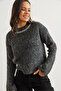 Women's Anthracite Necklace Detailed Soft Textured Raster Pullover Kzk- 19000958