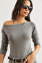 Women's Plain Smoked Striped Premium Soft Touch Boat Neck Stretchy Blouse Blz- 19002448 - 4