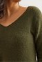 Women's Khaki V-Neck Soft Textured Beard Knitwear Sweater Kzk- 19000860 - 6