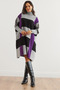 Women's Grey Purple Plaid Thick Poncho Tunic Dress Elb- 19002323 - 2