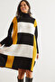 Women's Black Mustard Plaid Thick Poncho Tunic Dress Elb- 19002323