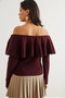 Women's Burgundy Madonna Collar Soft Textured Knitwear Sweater Kzk- 19000957 - 6
