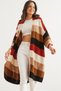 Women's Black Tile Colored Thick Striped Knitwear Cardigan Hrk- 19000337