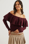 Women's Burgundy Madonna Collar Soft Textured Knitwear Sweater Kzk- 19000957 - 5