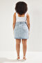 Açık Mavi Yüksek Bel %100 Non-Stretch Pamuk A Shape Denim Etek TBBAW23AZ00042 - 5