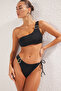 Siyah Aksesuarlı Tek Omuz Kaplı Regular Normal Bel Bikini Takımı TBESS25BT00091 - 2