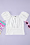 Ecru Girl's Balloon Sleeve Stretchy Knitted Blouse Tkdss25Bz00003