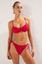 Kırmızı Bağlama Detaylı Balkonette Normal Bel Regular Basic Bikini Takımı TBESS25BT00043 - 2