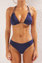 Lacivert Tünelli Üçgen Kaplı Regular Normal Bel Bikini Takımı TBESS25BT00072 - 3