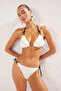 Ekru Fiyonklu Üçgen Kaplı Regular Normal Bel Bikini Takımı TBESS25BT00002 - 2
