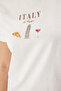 Ekru %100 Pamuk Regular/Normal Kalıp Slogan Baskılı  Örme T-Shirt TWOSS25TS00047 - 4