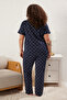Lacivert Kalp Desenli Örme Pijama Takımı TBBSS25AI00023 - 5