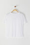 Beyaz %100 Pamuk Nakışlı Crop Bisiklet Yaka Örme T-Shirt  TBBSS25BF00015 - 8