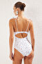 Polka Dot Square Neck Ruffled Textured Regular Swimsuit Tbess25Ma00032 - 6