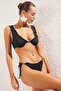 Black Triangle Contrast Color Bias Biyeli Regular Pretty Bikini Set Tbess25Bt00039 - 2