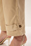 Bej Geniş Paça Yumuşak Gabardin Dokuma Pantolon TCTSS25TP00003 - 4