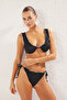 Black Triangle Contrast Color Bias Biyeli Regular Pretty Bikini Set Tbess25Bt00039