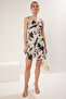 White Animal Print A-Line Mini Lined Chiffon Woven Dress Twoss22El2566